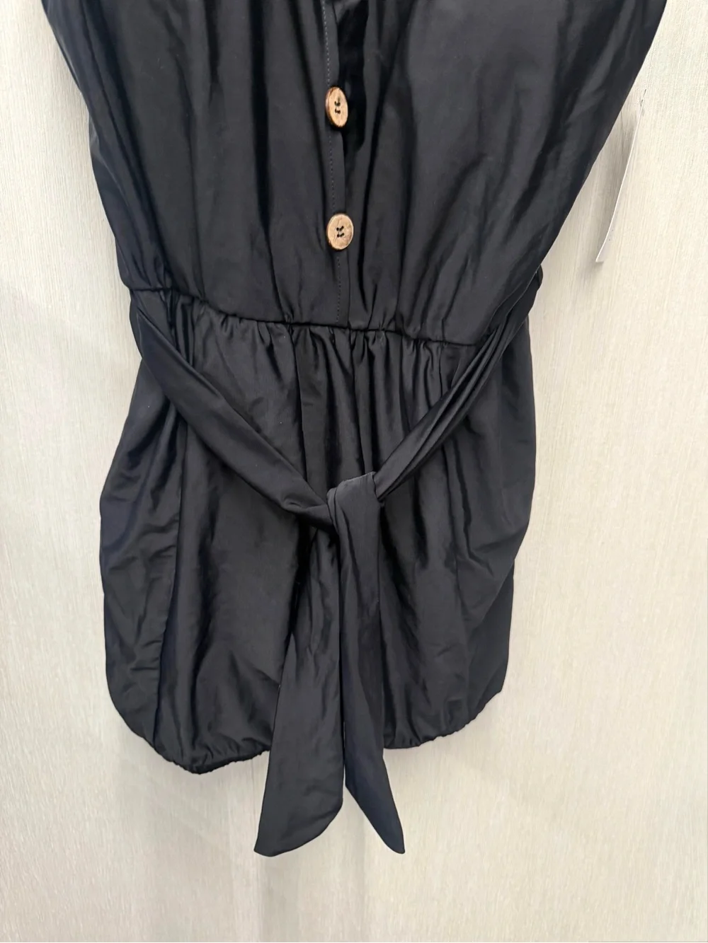NWT SeaFancy Black Belted Boyleg One-Piece Swimsuit, Size Large